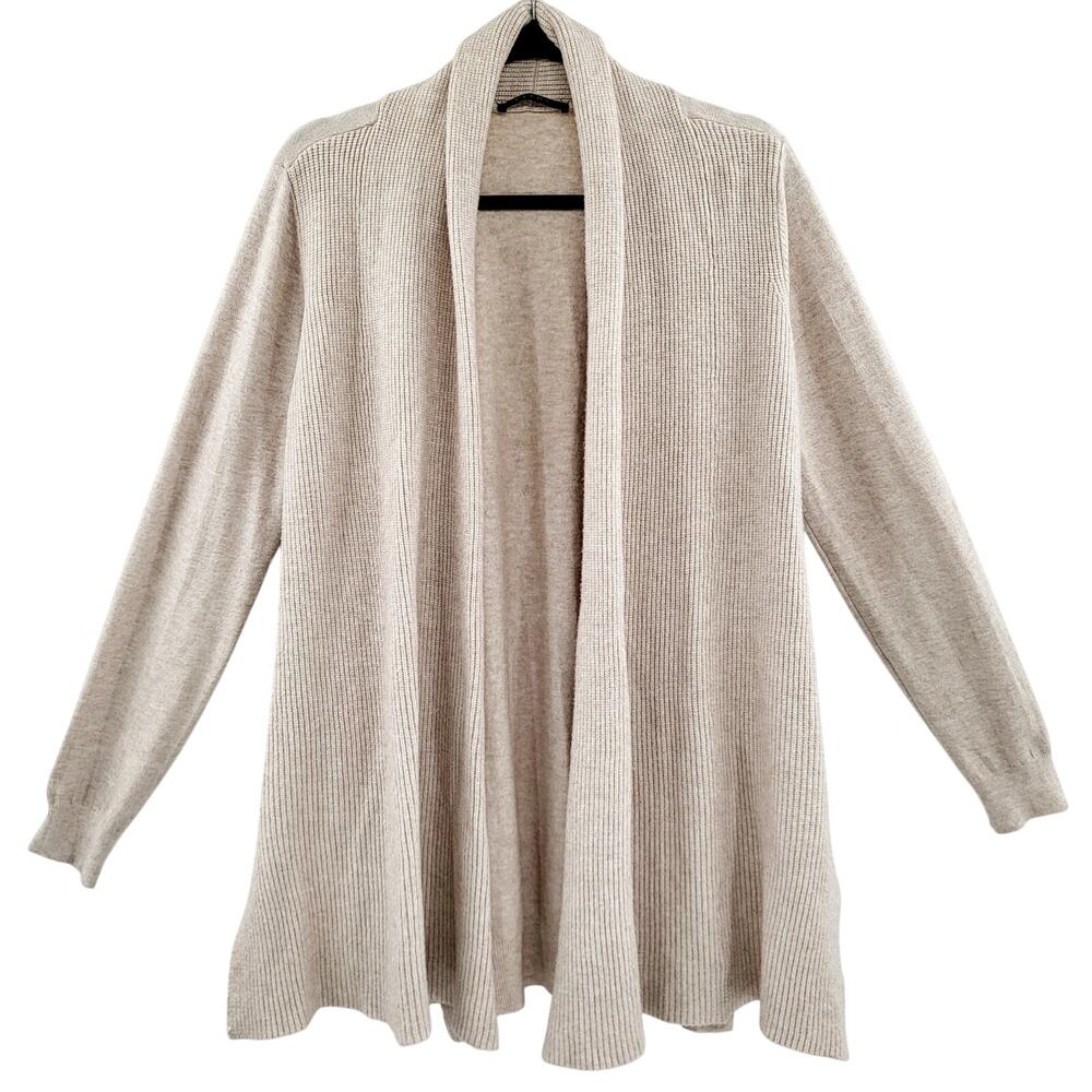 Cyrus Beige Open Cable Knit Long Sleeve Polyester Blend Cardigan Women’s Size L